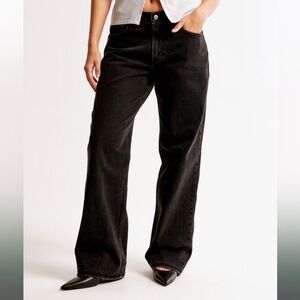 A&F Curve Love Low Rise Baggy Jean Black